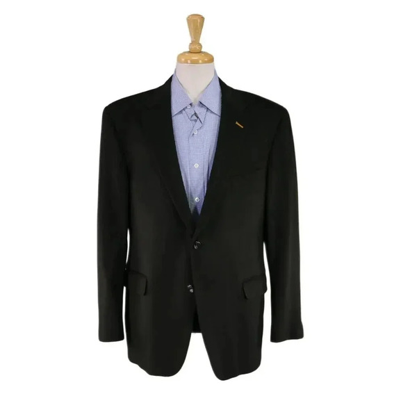 Hickey-Freeman Current Lindsey Dark Green Wool-Cashmere Flannel 2-Btn Blazer 44R - Picture 1 of 10